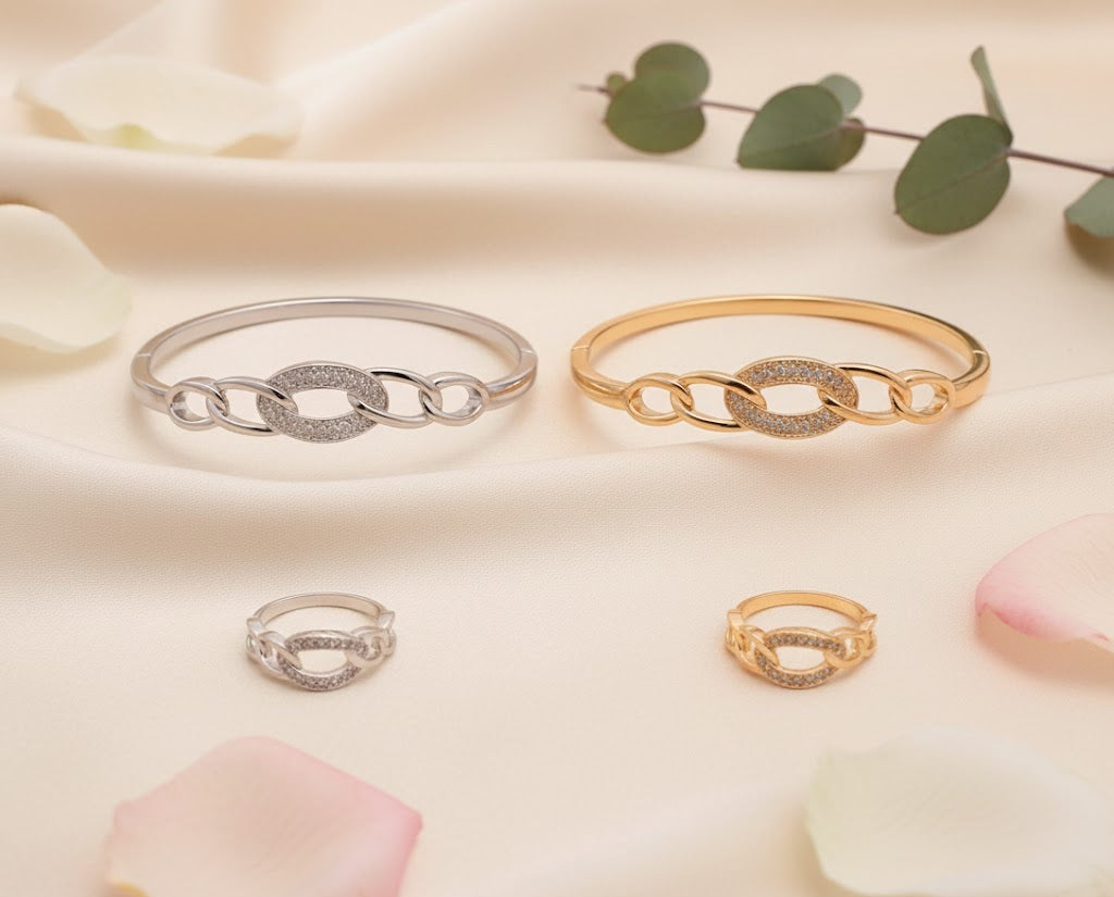 Linked Chain Bangle & Ring Set