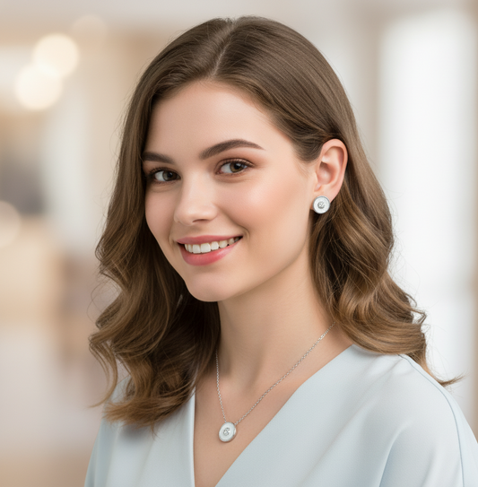 Crystal Donut Circle Pendant Set