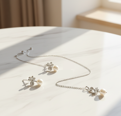 Butterfly Pearl Charm Jewelry Set