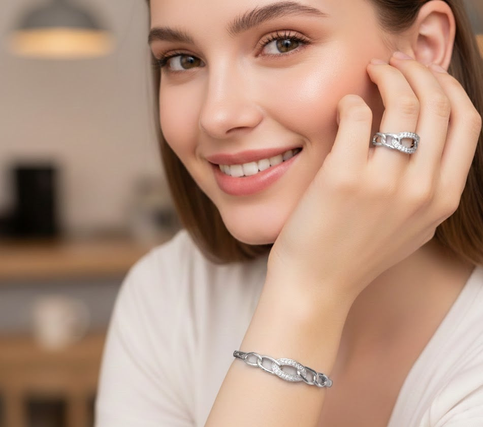 Linked Chain Bangle & Ring Set